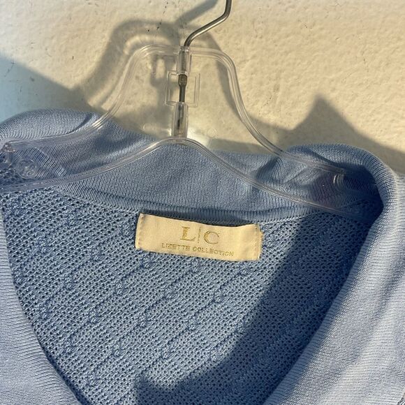 Lizette collection ladies sweater XL BLUE CREAM PEARLS ACADEMIA PREPPY COLLARED - Picture 2 of 10